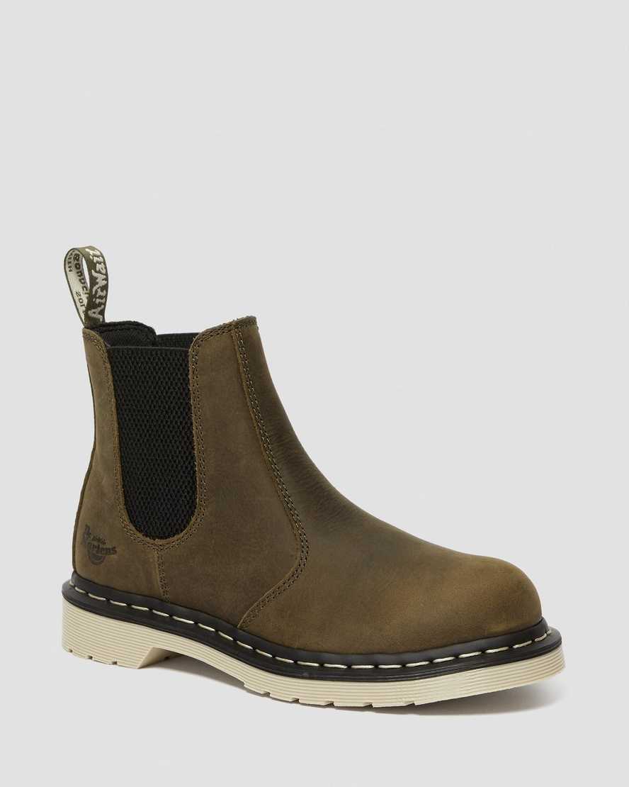 Dr. Martens Arbor Steel Toe Chelsea Arbeidsstøvler Dame Olivengrønne [1934SZOMD]